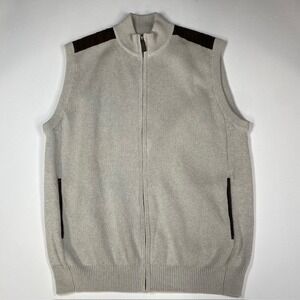 Chaps Mens XL Sweater Vest Sleeveless Full Zip Knit Ribbed Collar Gray HT‎ NWT